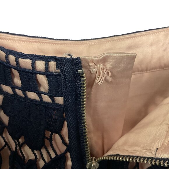 NWT asos Crochet Overlay Maxi Skirt, Navy Blue with Tan Lining, size US 2 - Picture 11 of 16